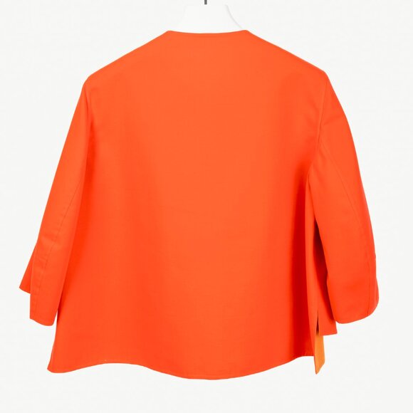 Akris Reversible Firecracker Orange Cotton Trapeze Jacket - Picture 3 of 16